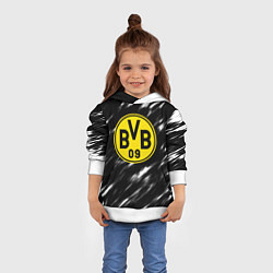 Толстовка-худи детская Borussia штрихи красок текстура, цвет: 3D-белый — фото 2