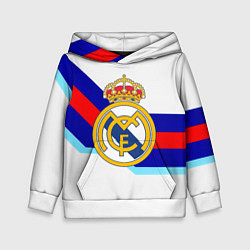 Толстовка-худи детская Real Madrid текстура полосы, цвет: 3D-белый