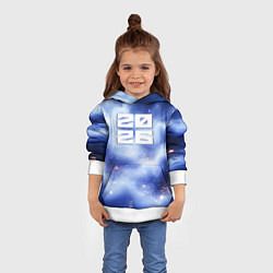 Толстовка-худи детская 2026 сине-голубая дымка, цвет: 3D-белый — фото 2