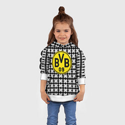 Толстовка-худи детская Borussia pattern geometry, цвет: 3D-белый — фото 2