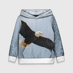 Толстовка-худи детская Зимний орёл, цвет: 3D-белый