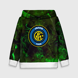 Толстовка-худи детская Интер кислотный огонь, цвет: 3D-белый