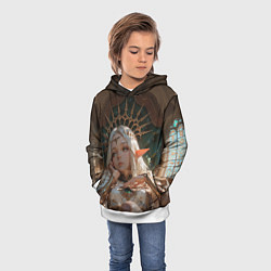 Толстовка-худи детская Беловолосая королева эльфов на троне, цвет: 3D-белый — фото 2