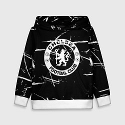 Толстовка-худи детская Челси штрихи красок белые, цвет: 3D-белый