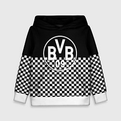 Толстовка-худи детская Borussia шахматная клетка, цвет: 3D-белый