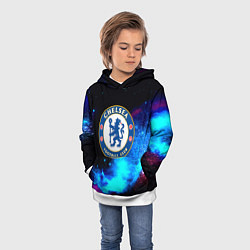 Толстовка-худи детская Челси неоновый космос, цвет: 3D-белый — фото 2