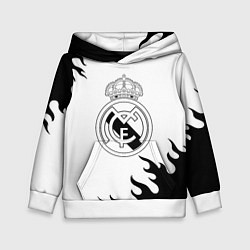 Толстовка-худи детская Реал Мадрид черный огонь, цвет: 3D-белый