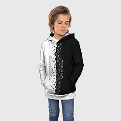 Толстовка-худи детская Под лежачий камень бело-черный арт, цвет: 3D-белый — фото 2