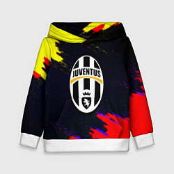 Толстовка-худи детская Juventus краски текстура штрихи, цвет: 3D-белый