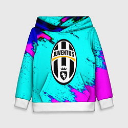 Толстовка-худи детская Juventus неоновые краски, цвет: 3D-белый