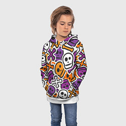 Толстовка-худи детская Funny skulls, цвет: 3D-белый — фото 2
