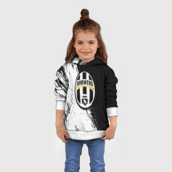 Толстовка-худи детская Juventus белые краски текстура, цвет: 3D-белый — фото 2