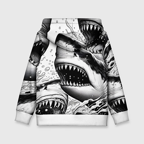 Детская толстовка Белая акула - стая / 3D-Белый – фото 2
