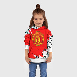 Толстовка-худи детская Манчестер Юнайтед символы краски, цвет: 3D-белый — фото 2