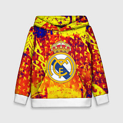 Толстовка-худи детская Реал Мадрид символы краска, цвет: 3D-белый
