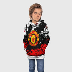 Толстовка-худи детская Манчестер Юнайтед краски, цвет: 3D-белый — фото 2