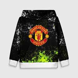 Толстовка-худи детская Манчестер Юнайтед кислотные краски, цвет: 3D-белый