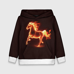 Толстовка-худи детская Огненная лошадь 2026, цвет: 3D-белый