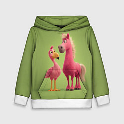 Толстовка-худи детская Розовые они такие, цвет: 3D-белый