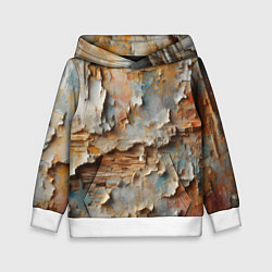 Толстовка-худи детская Старая штукатурка на стене - абстракция, цвет: 3D-белый