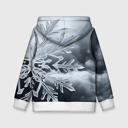 Детская толстовка Снежинка на черно белое / 3D-Белый – фото 2