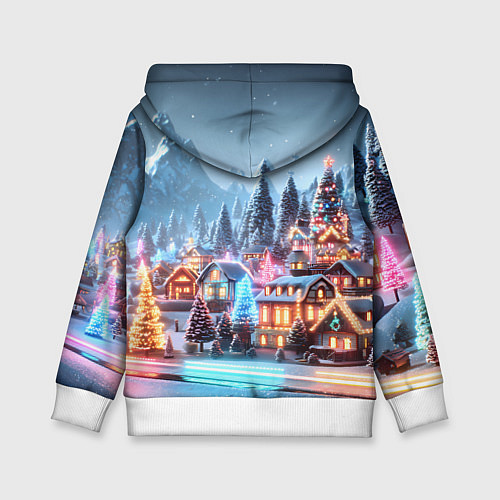 Детская толстовка Городок в новогодних огоньках / 3D-Белый – фото 2