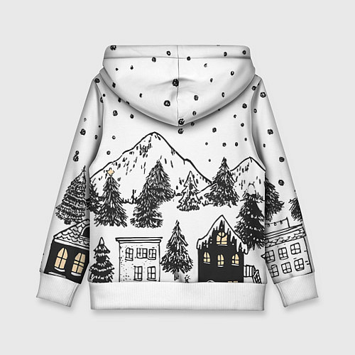 Детская толстовка Заснеженный черно-белый город / 3D-Белый – фото 2