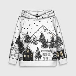 Детская толстовка Заснеженный черно-белый город