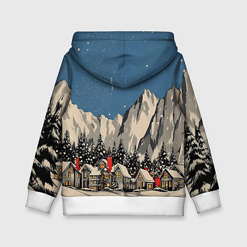 Детская толстовка Небольшой новогодний город в горах / 3D-Белый – фото 2