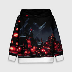 Детская толстовка Новогодняя ночь и красные гирлянды