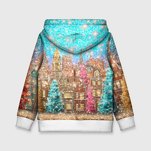 Детская толстовка Новогодний город в блестках / 3D-Белый – фото 2