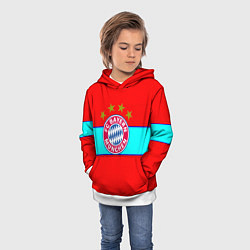 Толстовка-худи детская Бавария Мюнхен полосы линии, цвет: 3D-белый — фото 2
