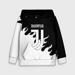 Толстовка-худи детская Ювентус огонь текстура, цвет: 3D-белый
