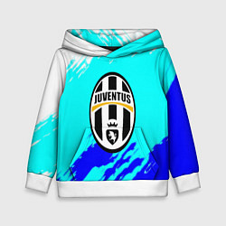 Толстовка-худи детская Ювентус краски штрихи текстура, цвет: 3D-белый