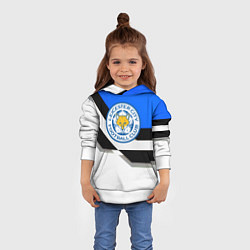 Толстовка-худи детская Лестер сити геометрия полосы, цвет: 3D-белый — фото 2