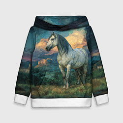 Толстовка-худи детская Конь маслом, цвет: 3D-белый