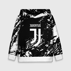 Толстовка-худи детская Juventus белые штрихи красок, цвет: 3D-белый