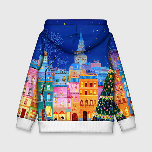 Детская толстовка Разноцветные новогодние домики / 3D-Белый – фото 2
