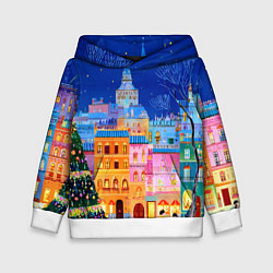 Детская толстовка Разноцветные новогодние домики