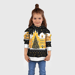 Толстовка-худи детская Новогодняя ночь в городе, цвет: 3D-белый — фото 2