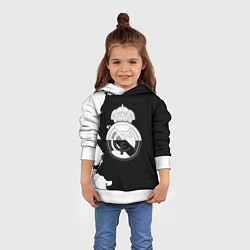 Толстовка-худи детская Реал Мадрид черно белые краски, цвет: 3D-белый — фото 2