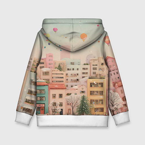 Детская толстовка Объемный новогодний город / 3D-Белый – фото 2