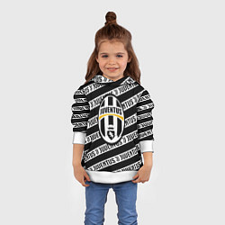 Толстовка-худи детская Ювентус полосы линии спорт, цвет: 3D-белый — фото 2