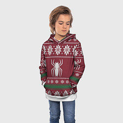 Толстовка-худи детская Рождественский свитер Человека паука, цвет: 3D-белый — фото 2