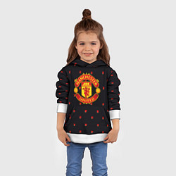 Толстовка-худи детская Манчестер Юнайтед розы текстура, цвет: 3D-белый — фото 2