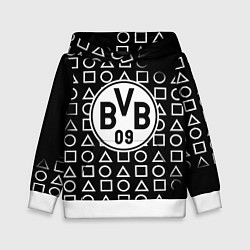 Толстовка-худи детская Borussia геометрия черно белая, цвет: 3D-белый