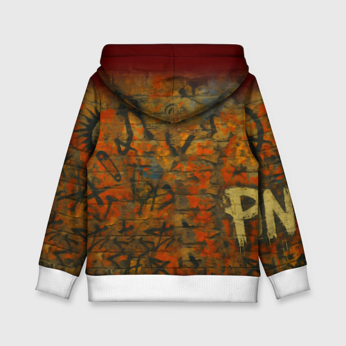 Детская толстовка Абиссинская кошка на фоне кирпичной стены с граффи / 3D-Белый – фото 2