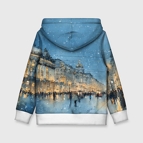 Детская толстовка Снежный вечер Санкт-Петербурга / 3D-Белый – фото 2