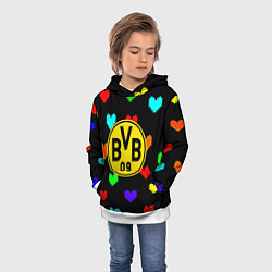 Толстовка-худи детская Borussia сердца паттерн, цвет: 3D-белый — фото 2