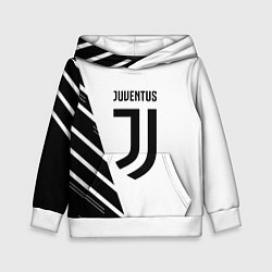 Толстовка-худи детская Ювентус полосы геометрия текстура, цвет: 3D-белый